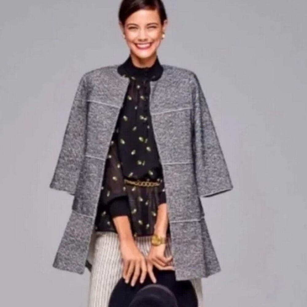 Cabi The Times Jacket black white hook front tweed jacket size Small #5299